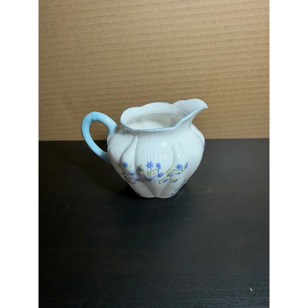 Shelley England Blue Rock Fine Bone China Creamer 13591 Blue Floral Vintage
